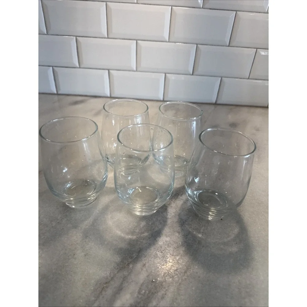 Set Of 5 Vintage Drinking Glass Libbey TEMPO‎ Clear Wine 12oz GW052